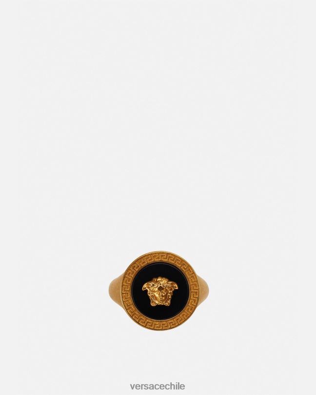 oro negro anillo de medusa esmaltado Versace hombres accesorios V26001692