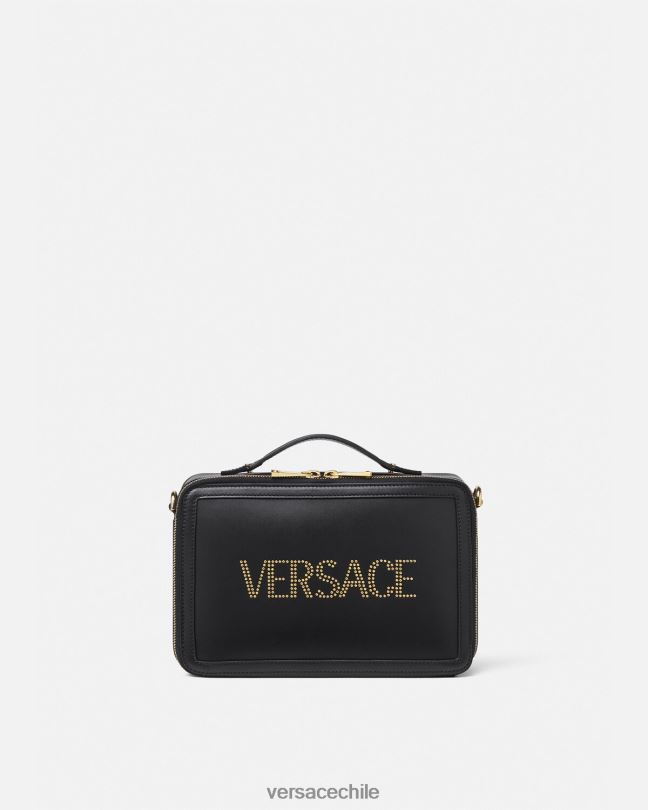 negro bolso messenger con logo y tachuelas Versace hombres bolsas V26001502