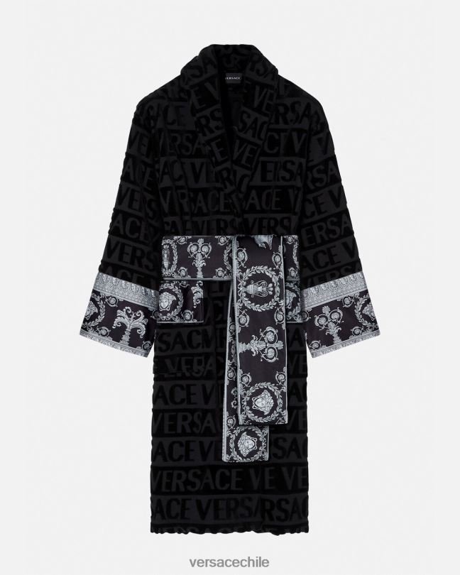 negro albornoz de novio cristal i barroco Versace hombres ropa interior y ropa de playa V26001743