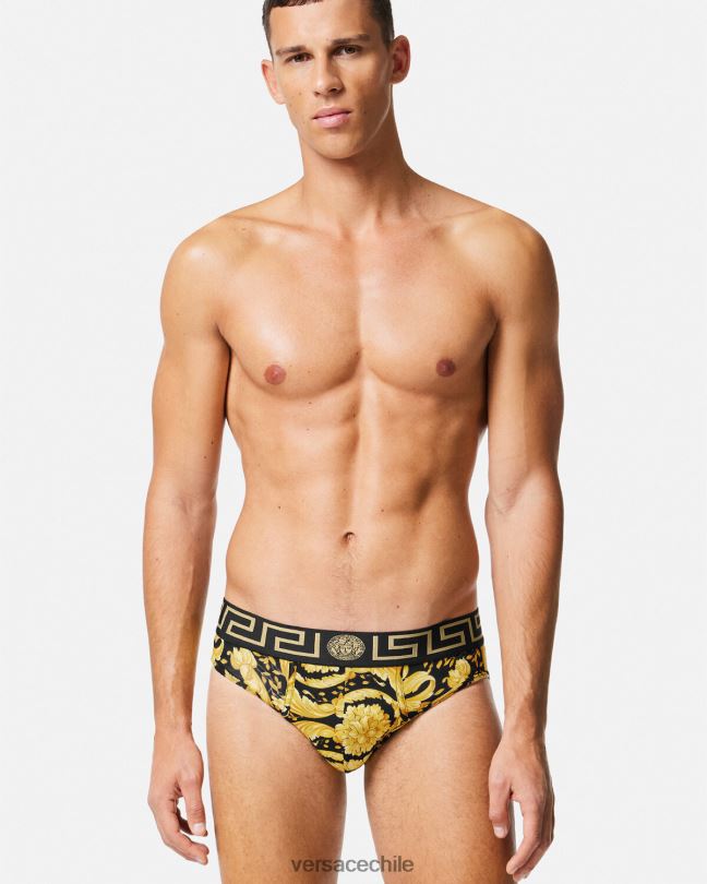 negro calzoncillos barrocos Versace hombres ropa interior y ropa de playa V26001769