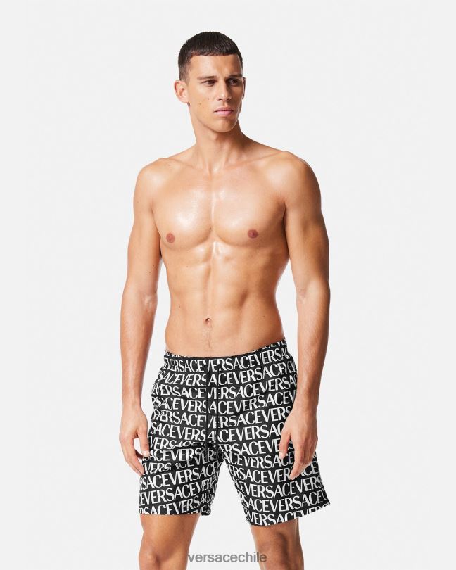 negro y estampado bañadores integrales Versace hombres ropa interior y ropa de playa V26001803