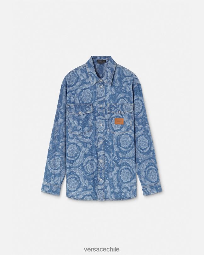 Plano sobrecamisa de mezclilla en jacquard barroco Versace hombres ropa V26001299