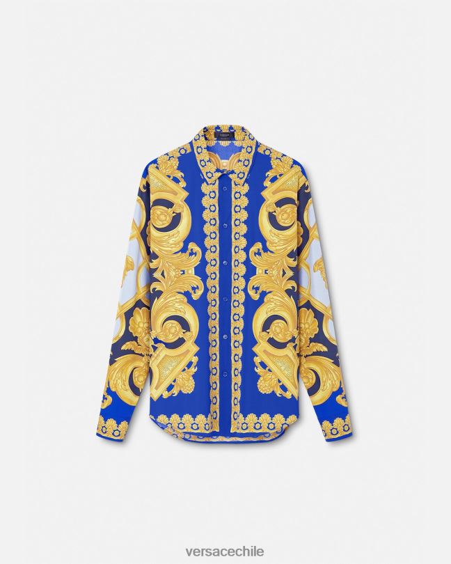 azul y oro camisa barroco 660 de algodón Versace hombres ropa V26001321