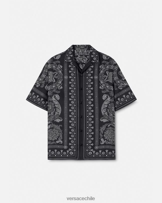 imprimir camisa de seda con silueta barroca Versace hombres ropa V26001315
