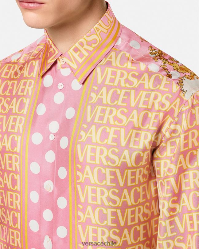 imprimir camisa de seda entera Versace hombres ropa V26001286