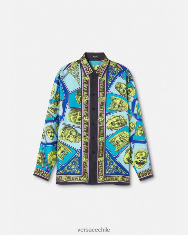 imprimir camisa de seda le maschere Versace hombres ropa V26001305