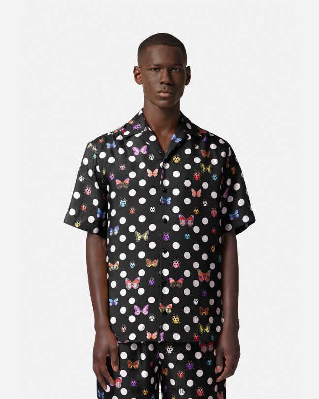 un color camisa de seda mariposas Versace hombres ropa V26001282