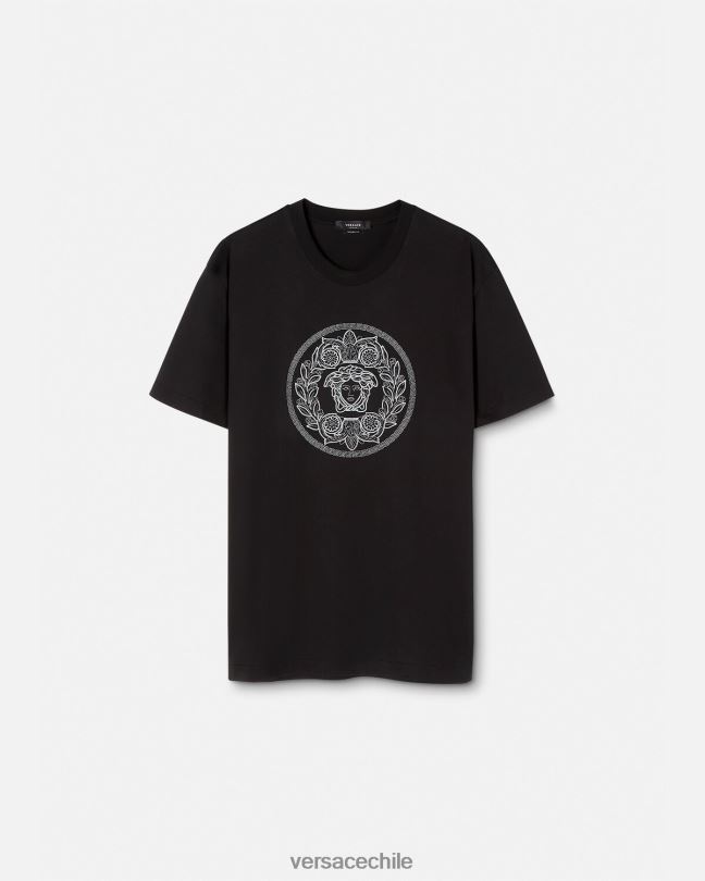 negro camiseta con bordado de medusa Versace hombres ropa V26001396