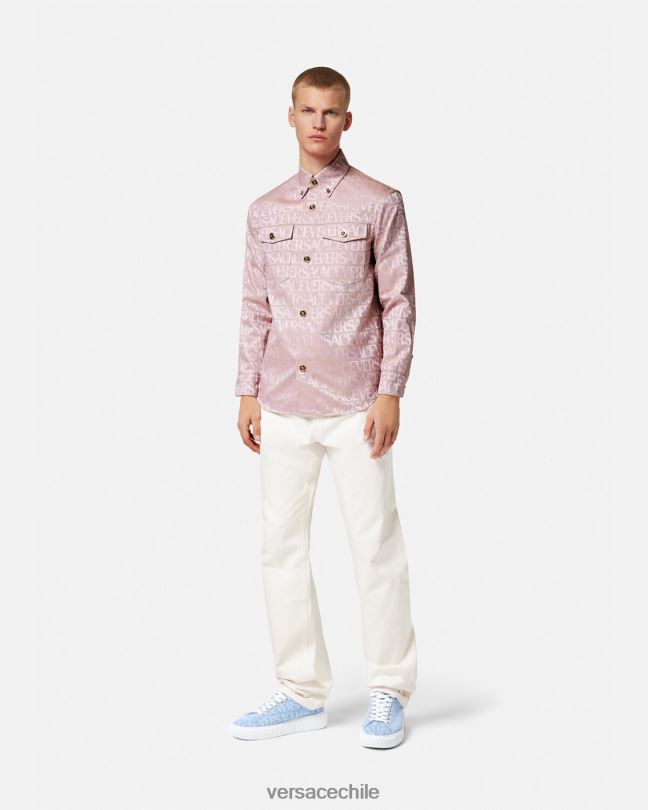 rosa y estampado sobrecamisa integral Versace hombres ropa V26001218