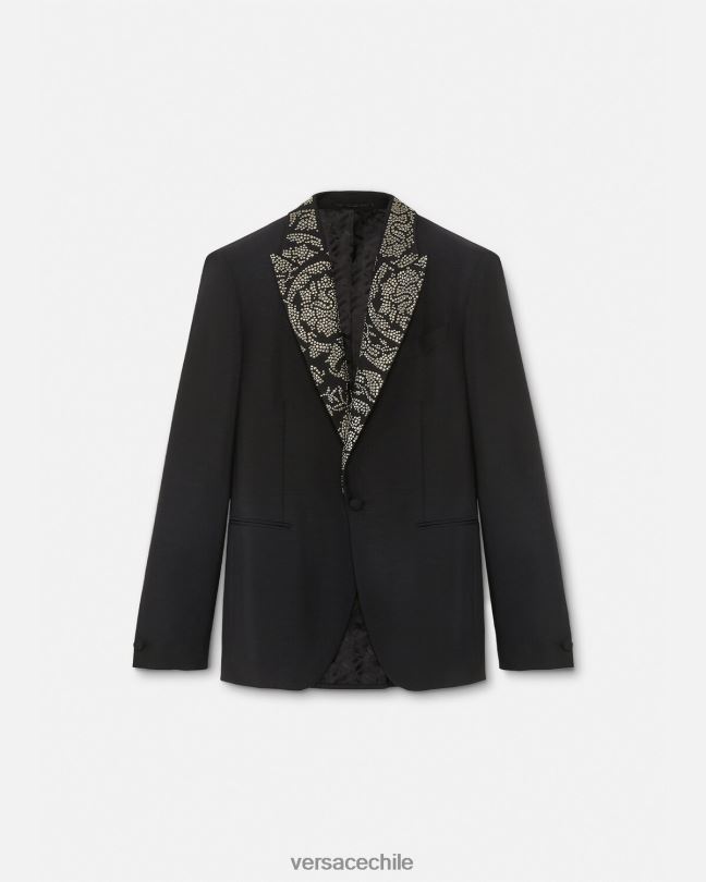 negro blazer con silueta barroco y tachuelas Versace hombres ropa V26001275