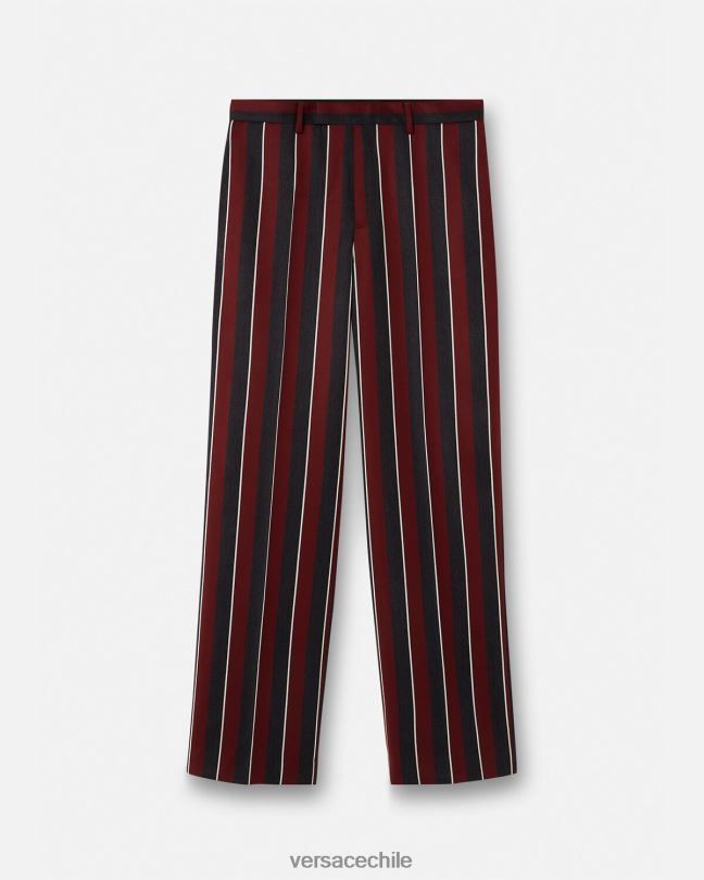 rojo y gris pantalones de lana a rayas Versace hombres ropa V26001270
