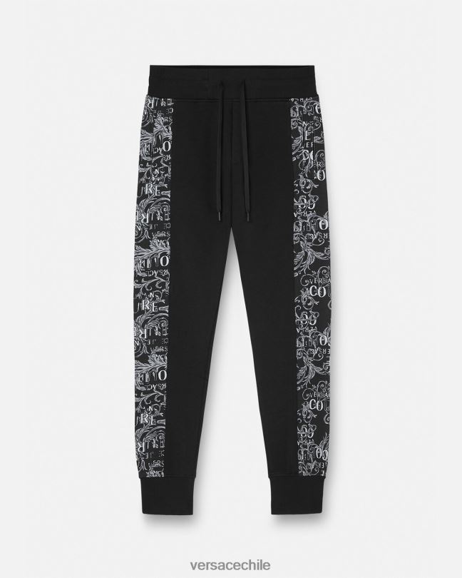 negro pantalones deportivos de alta costura con logo Versace hombres ropa V26002426