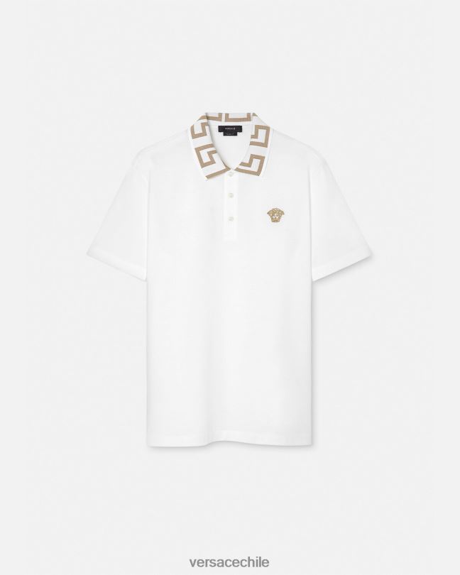 blanco playera tipo polo con greca Versace hombres ropa V26001376