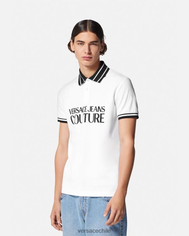 blanco playera tipo polo con logo Versace hombres ropa V26002360