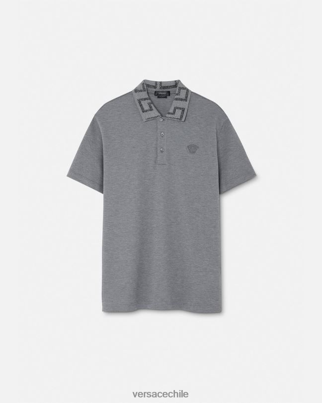 gris playera tipo polo con greca Versace hombres ropa V26001358