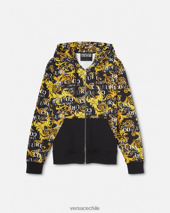 oro negro sudadera con logo y cremallera Versace hombres ropa V26002403