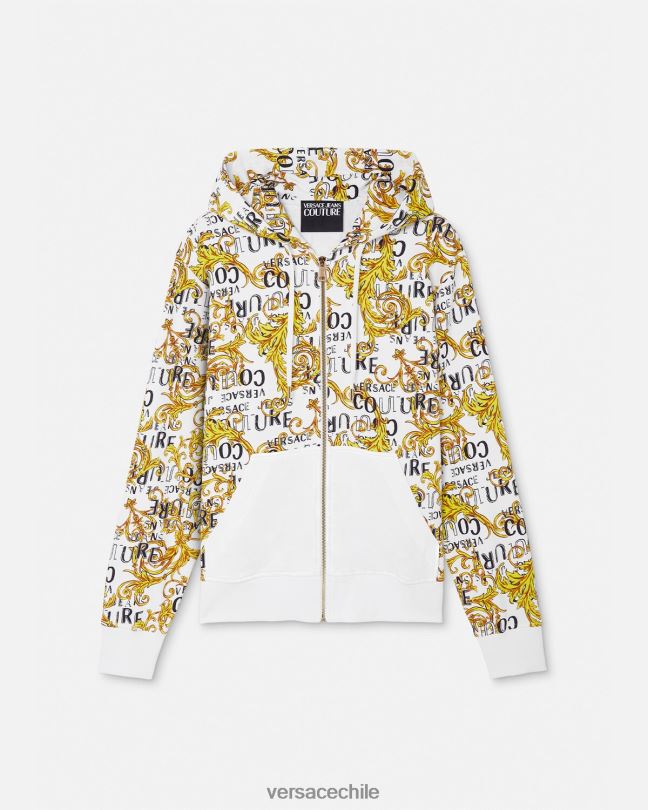 oro y blanco sudadera con logo y cremallera Versace hombres ropa V26002404