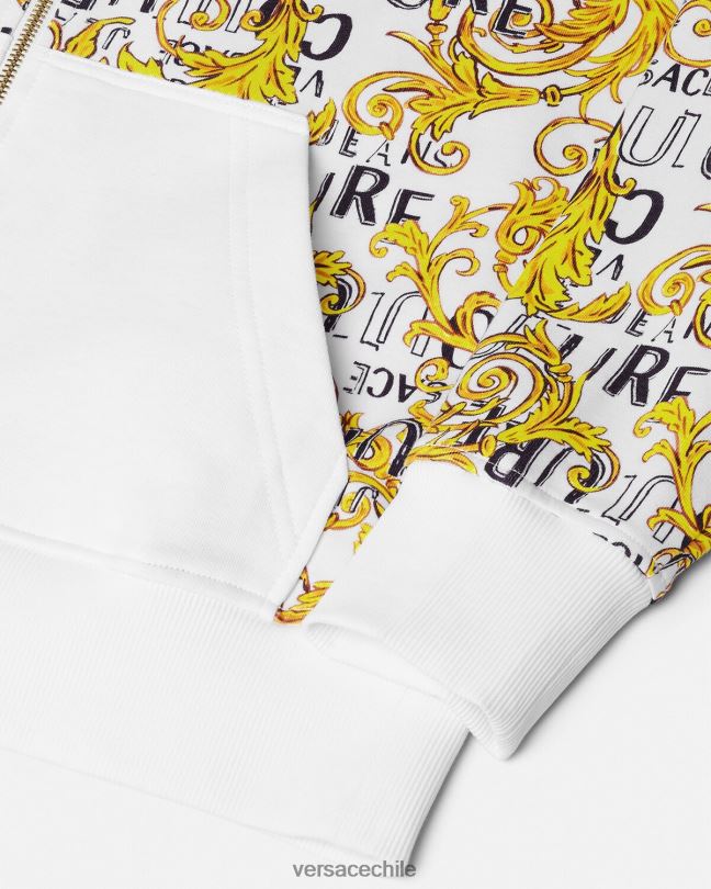 oro y blanco sudadera con logo y cremallera Versace hombres ropa V26002404