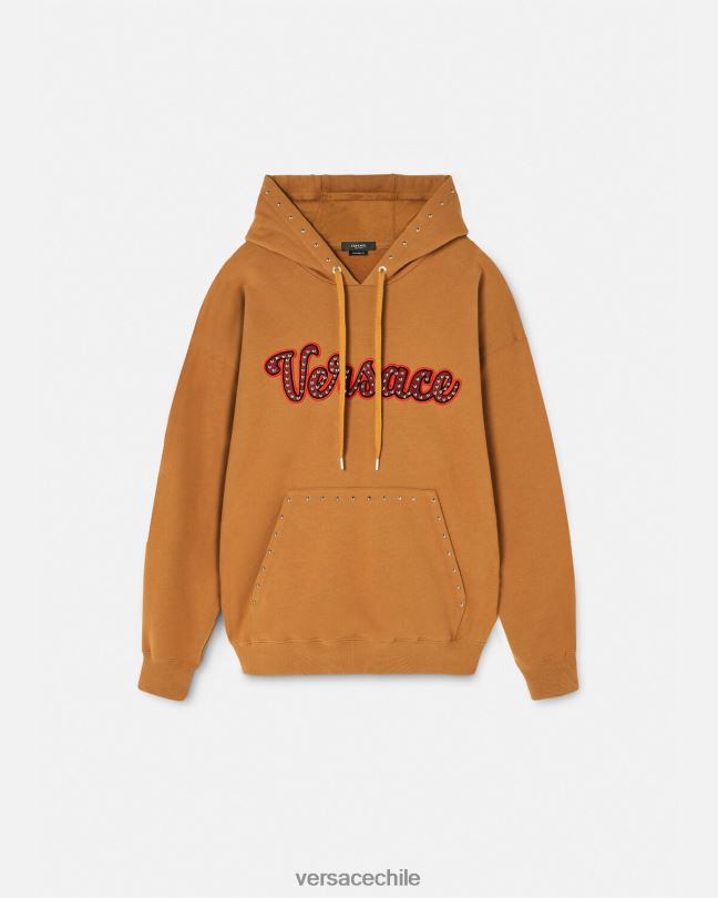 naranja sudadera con logo universitario y apliques Versace hombres ropa V26001426