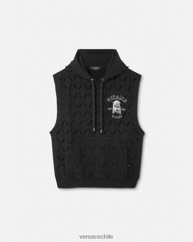 negro sudadera con capucha y logo de la maschera Versace hombres ropa V26001423