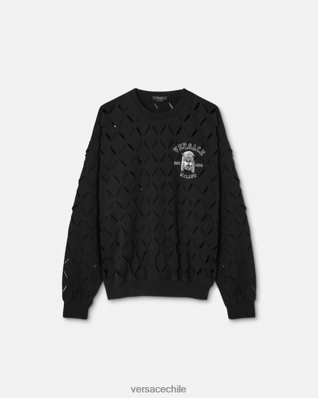negro sudadera con logo y logo de la maschera Versace hombres ropa V26001422