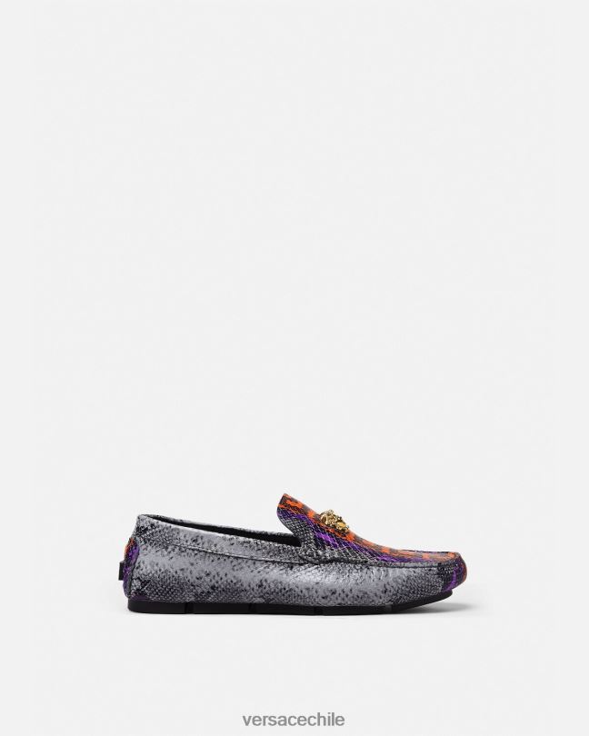 multicolor mocasines la medusa con estampado de Greca en pitón Versace hombres zapato V26001574