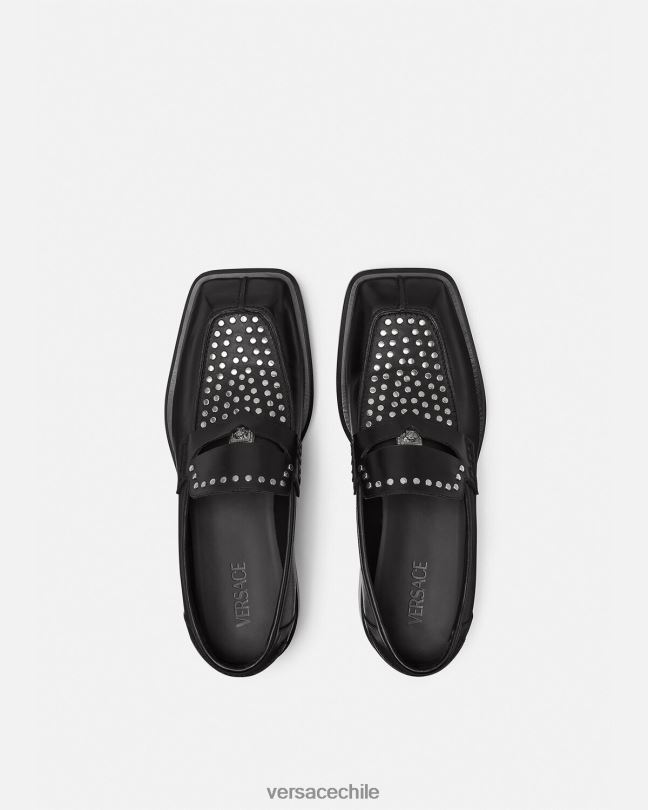 negro mocasines cuadrados con tachuelas Versace hombres zapato V26001578