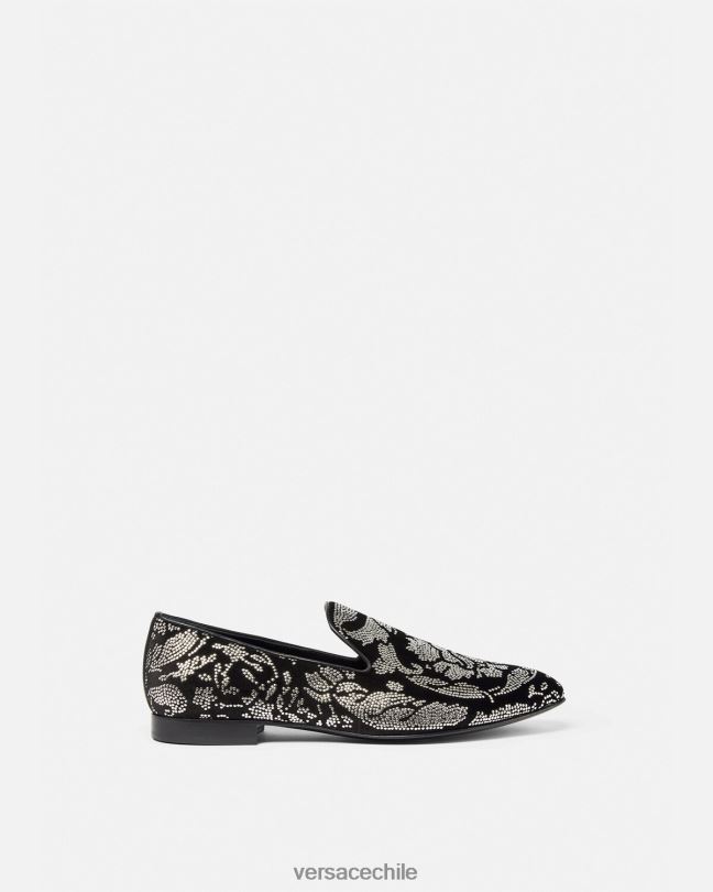 negro pantuflas con silueta barroco y tachuelas Versace hombres zapato V26001571