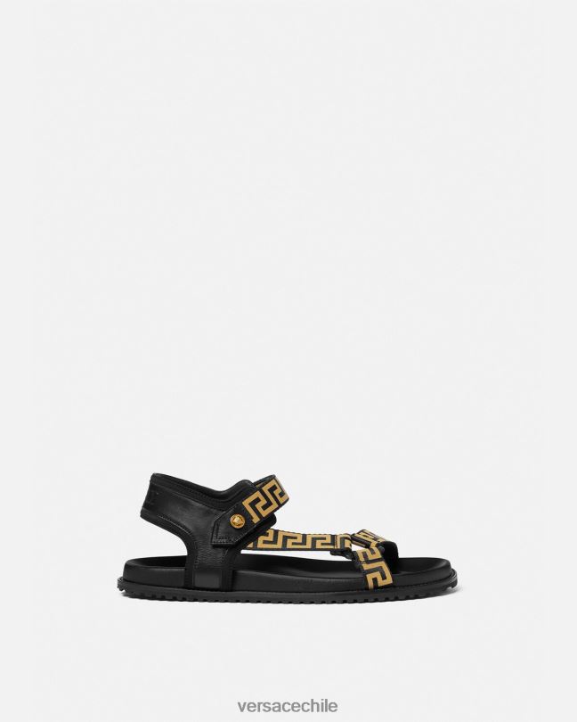 oro negro sandalias grecas Versace hombres zapato V26001590