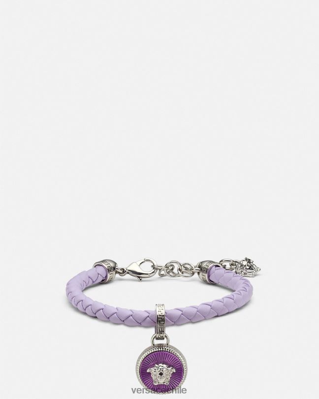 azul claro pulsera de cuero con medusa biggie Versace mujer accesorios V2600730