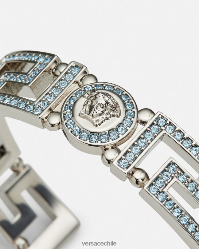 azul claro y metalizado brazalete con greca y medusa de cristal Versace mujer accesorios V2600724