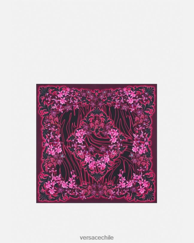fucsia y estampado fular de seda barroco orquídea Versace mujer accesorios V2600920