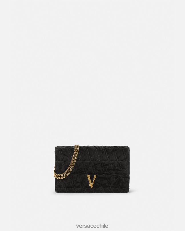 negro bolso de mano virtus de terciopelo Versace mujer bolsas V2600378