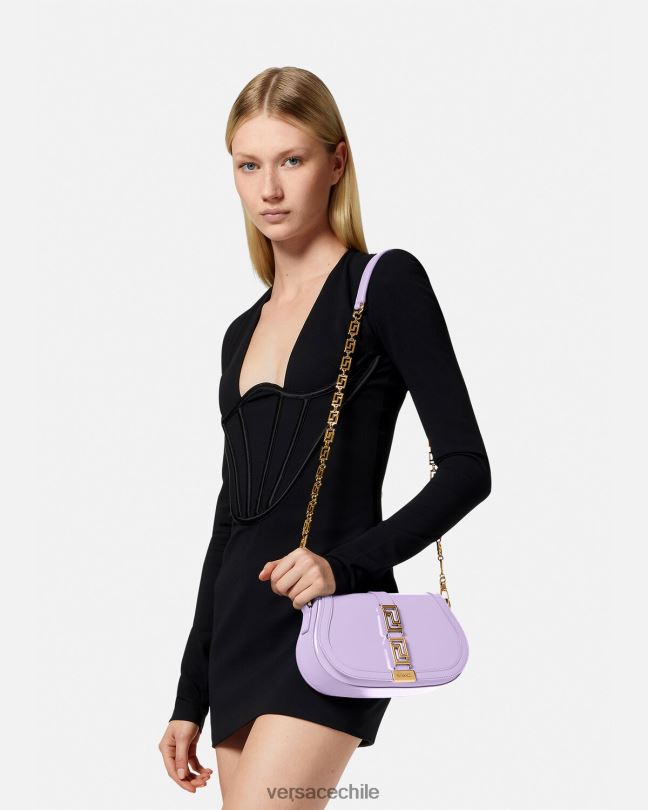 lila bolso de hombro con greca diosa Versace mujer bolsas V2600265