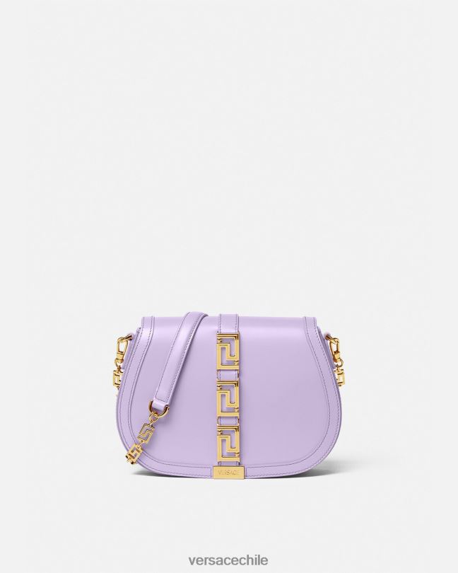 lila bolso de hombro grande con greca diosa Versace mujer bolsas V2600272