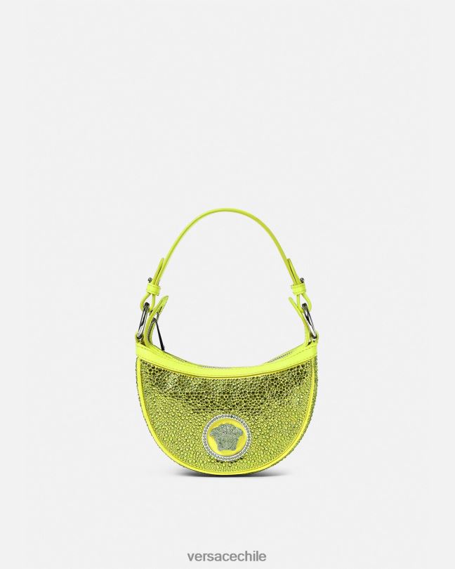 amarillo bolso hobo mini con repetición de cristales Versace mujer bolsas V2600293