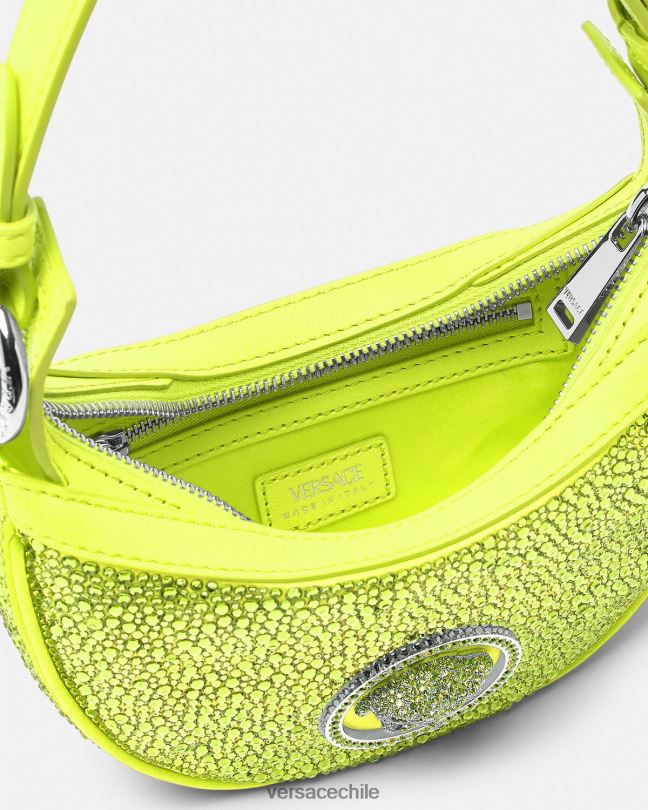 amarillo bolso hobo mini con repetición de cristales Versace mujer bolsas V2600293
