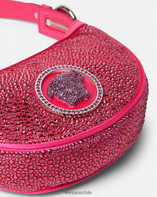 fucsia bolso hobo mini con repetición de cristales Versace mujer bolsas V2600291