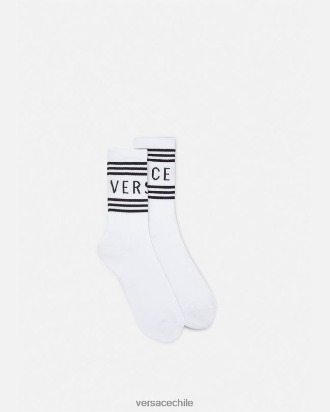 blanco calcetines con logo vintage Versace mujer ropa interior y ropa de playa V26001100