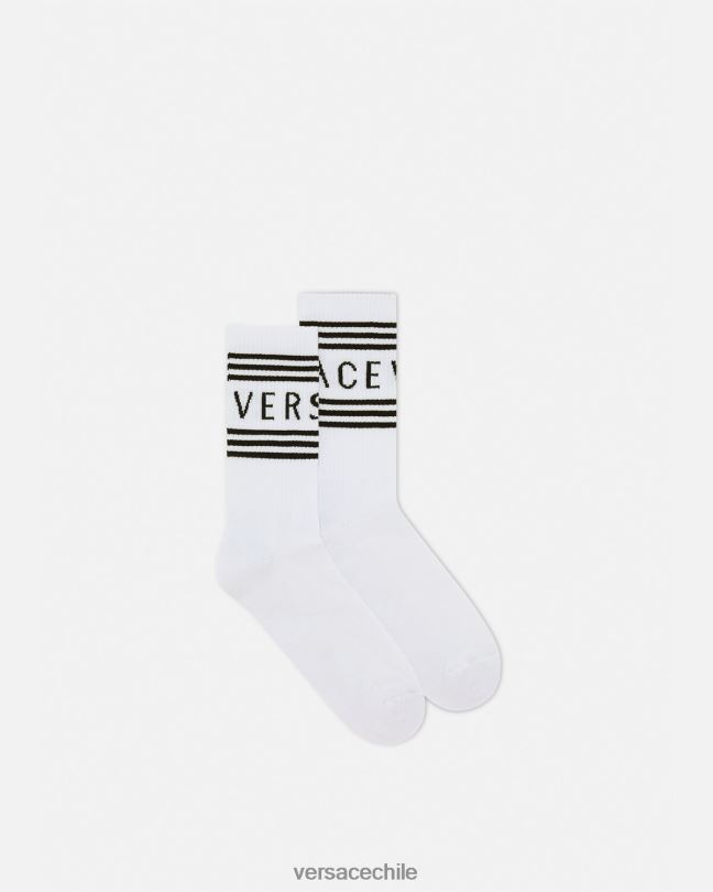 blanco calcetines con logo vintage años 90 Versace mujer ropa interior y ropa de playa V26001101