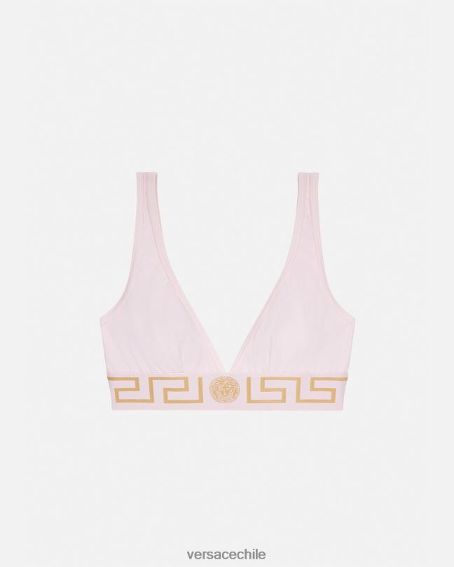 Rosa claro bralette con borde de greca Versace mujer ropa interior y ropa de playa V26001047