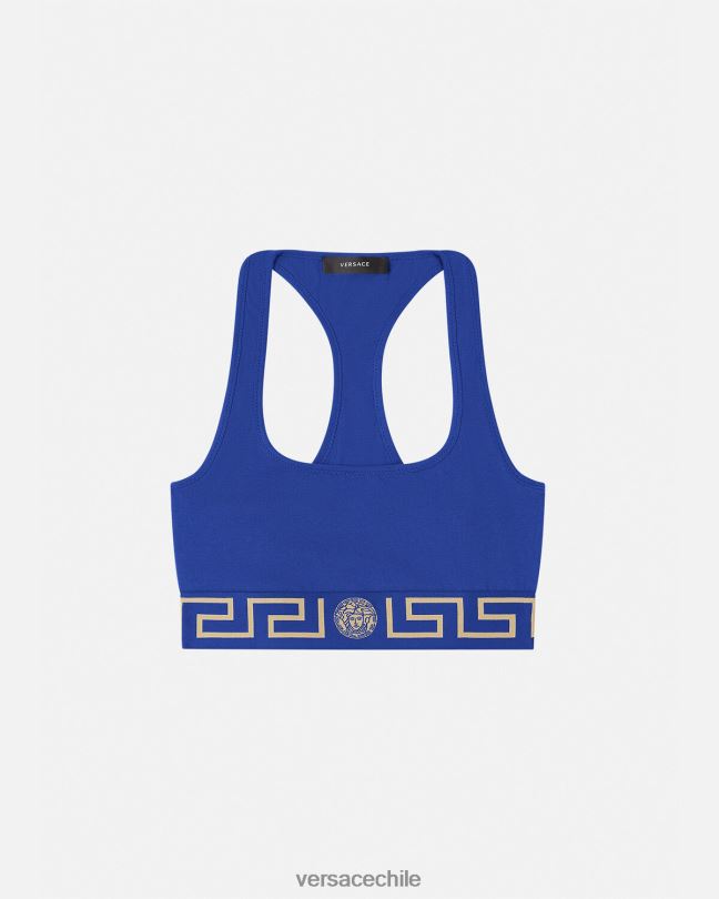 azul sujetador deportivo con borde de greca Versace mujer ropa interior y ropa de playa V26001040