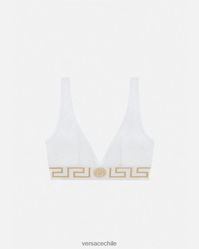 blanco bralette con borde de greca Versace mujer ropa interior y ropa de playa V26001042