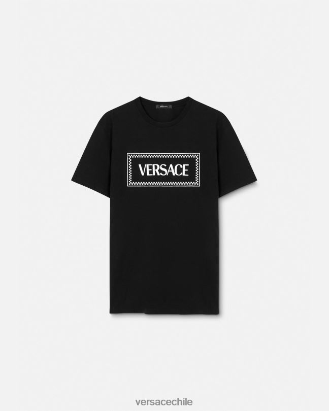 negro camiseta con logo bordado Versace mujer ropa V2600137