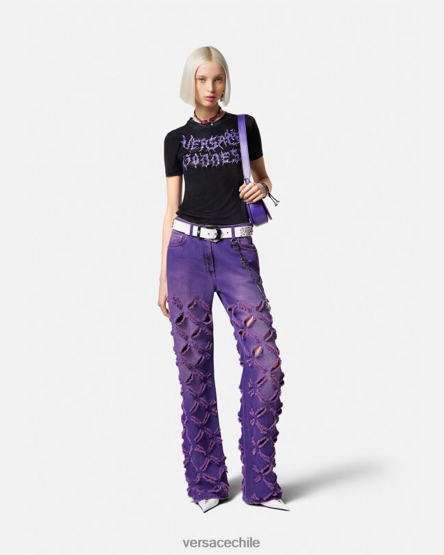negro camiseta de diosa Versace mujer ropa V2600149