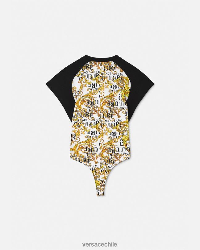 oro y blanco camiseta tipo body de alta costura con logo Versace mujer ropa V26002207