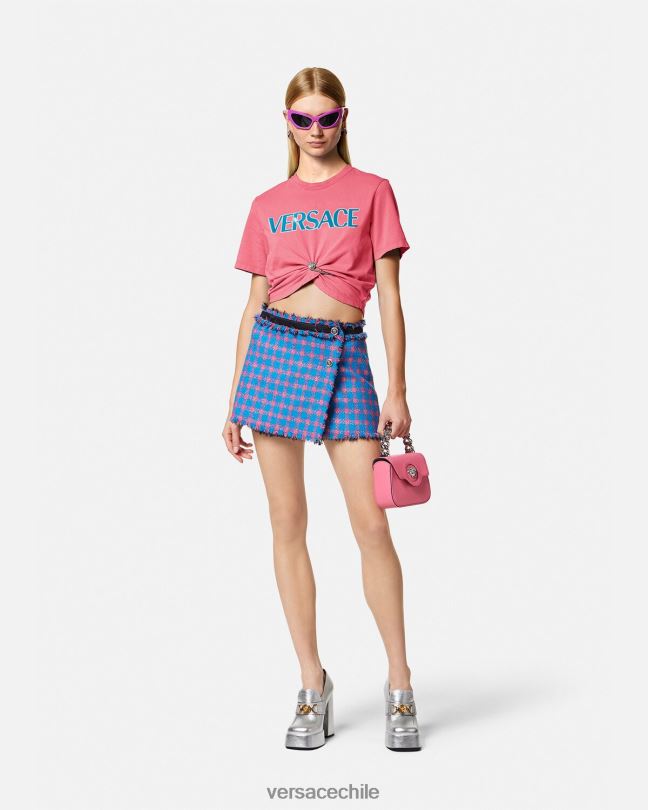 rosa camiseta con logo de imperdible Versace mujer ropa V2600139