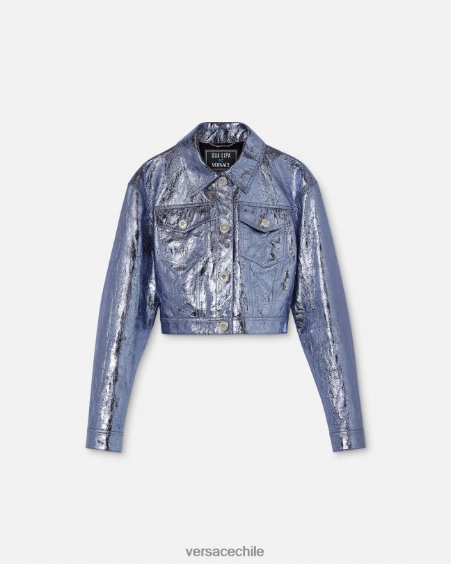 metálico chaqueta de cuero metalizada con medusa Versace mujer ropa V260080