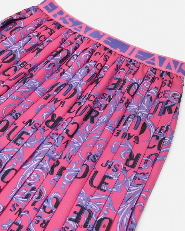 fucsia falda plisada de alta costura con logo Versace mujer ropa V26002249