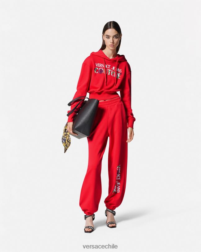 naranja pantalones deportivos con logo y rosas Versace mujer ropa V26002177